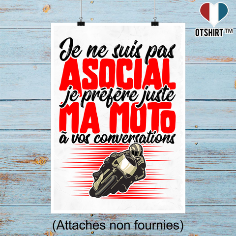 Affiche pas asocial moto