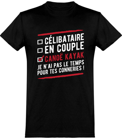  T shirt homme célibataire en couple canoë kayak