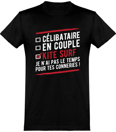  T shirt homme célibataire en couple kite surf