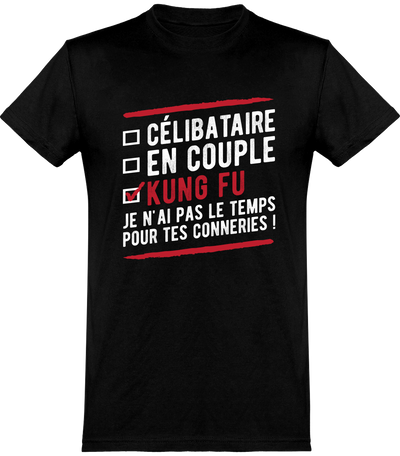  T shirt homme célibataire en couple kung fu