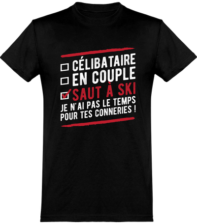  T shirt homme célibataire en couple saut à ski