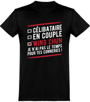  T shirt homme célibataire en couple wing chun