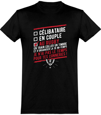  T shirt homme célibataire au rugby