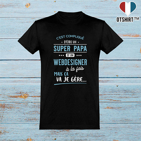  T shirt homme super papa et web designer