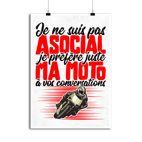 Affiche pas asocial moto