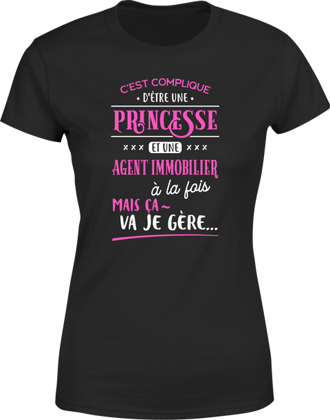 T shirt femme princesse et agent immobilier