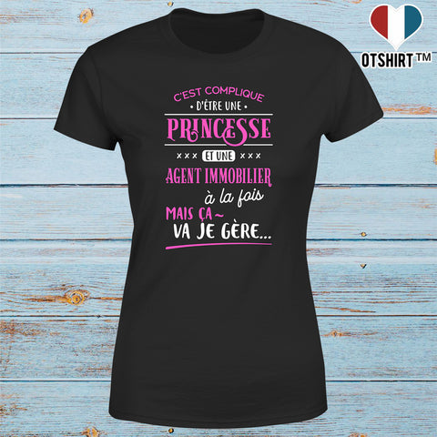 T shirt femme princesse et agent immobilier