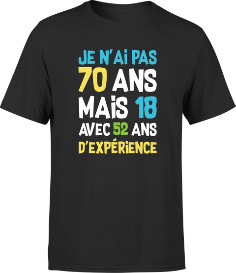 T shirt homme je n'ai pas 70 ans