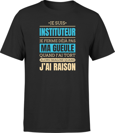 T shirt homme j ai raison je suis instituteur